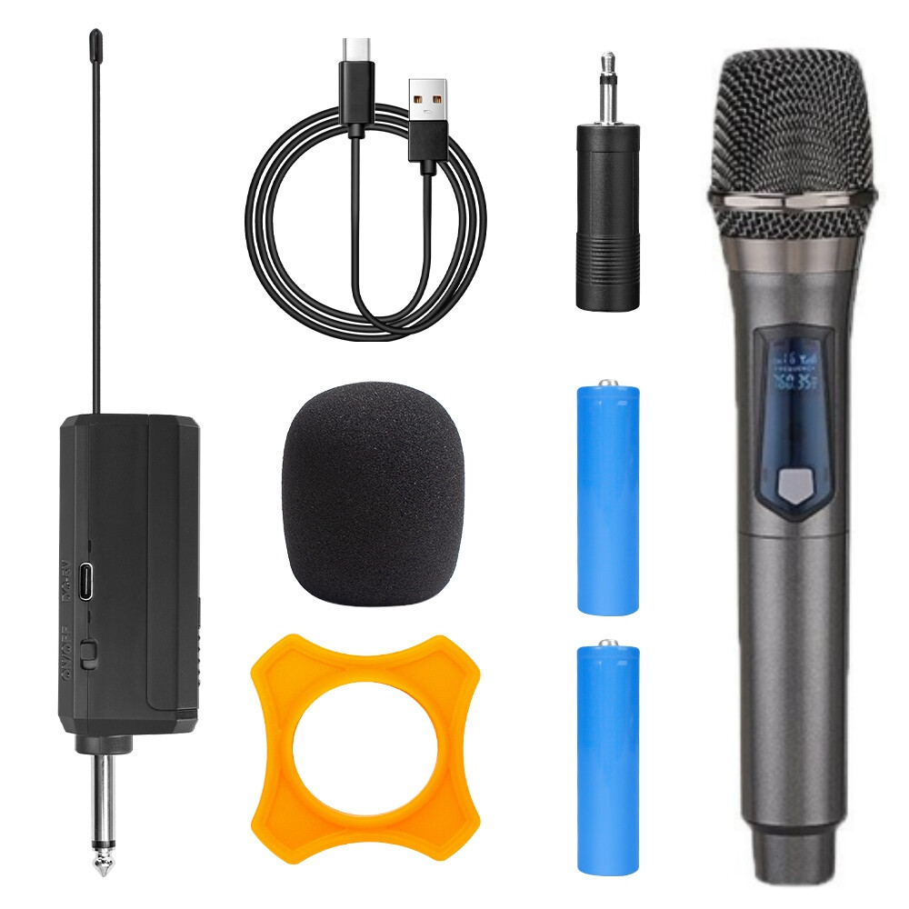 Wireless Microphone Dual Handheld Dynamic Karaoke Microphone with Rechargeable Receiver for Wedding Party