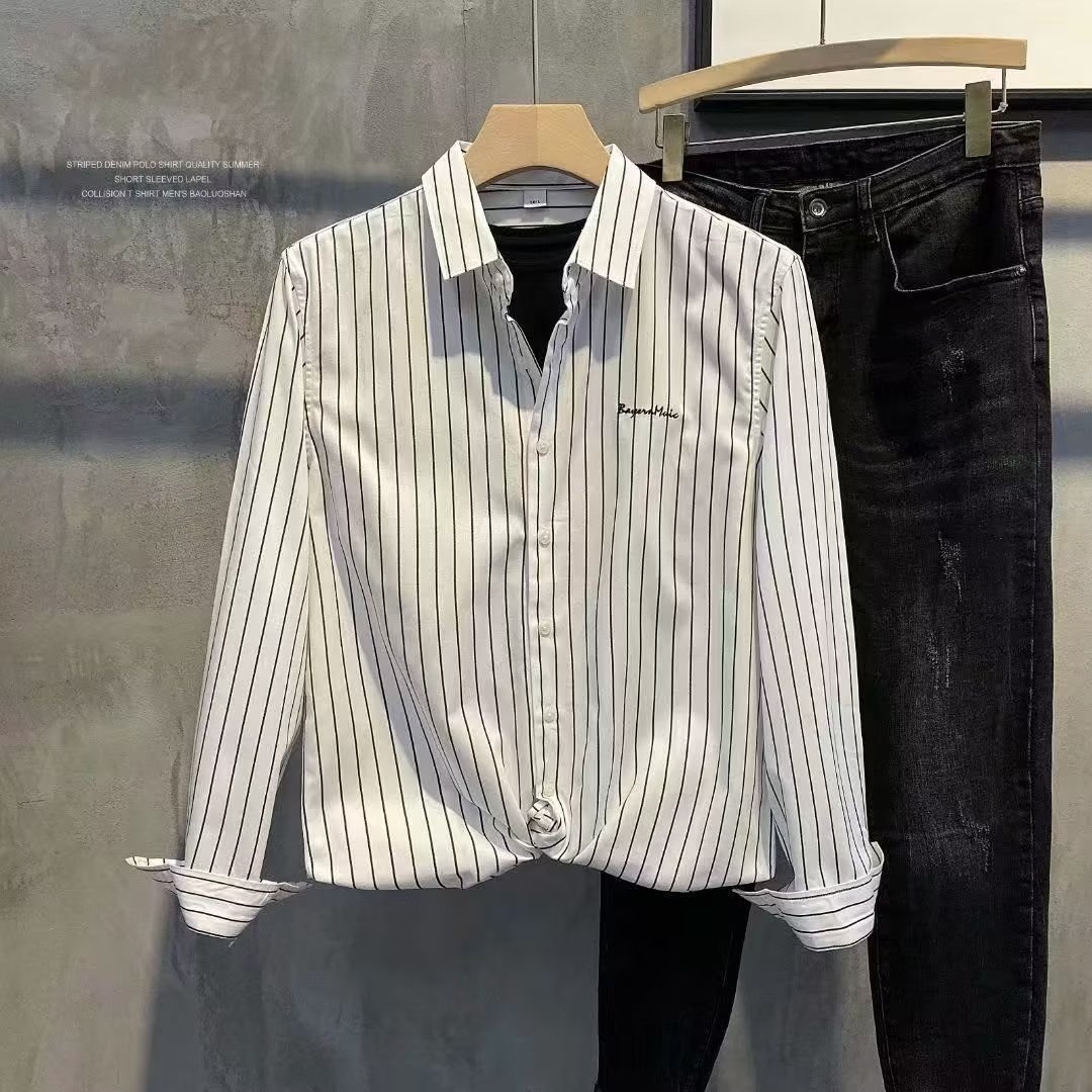 Men's vertical striped casual shirt