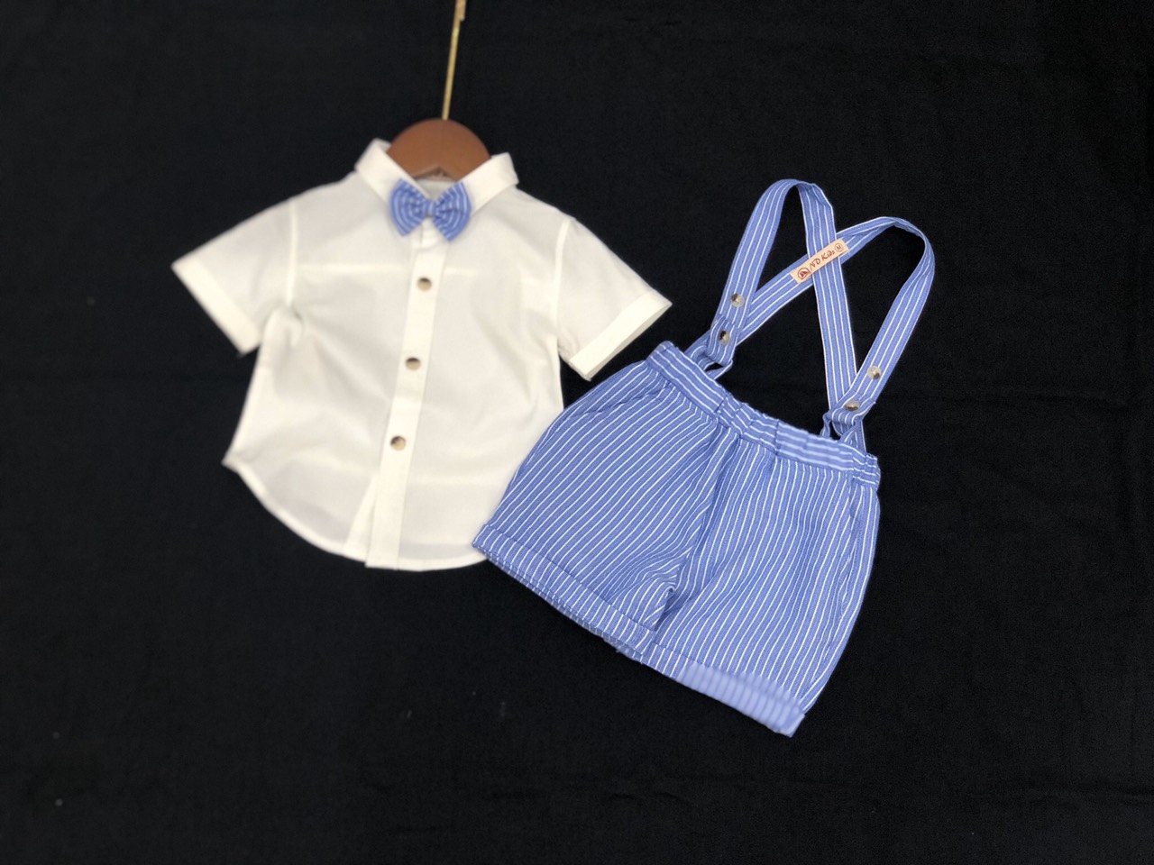 Bộ yếm vest gile bé trai đầy tháng thôi nôi họa tiết sọc 5-15kg