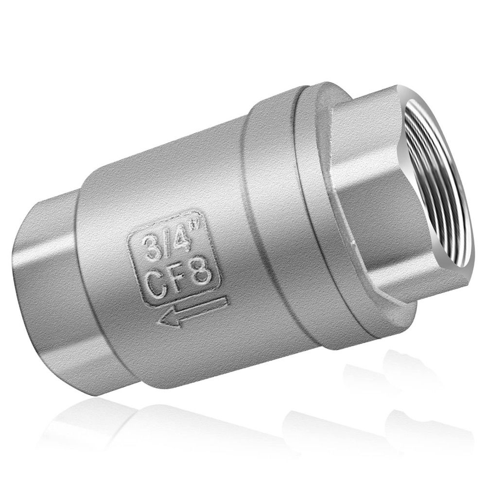 Ffdwaa silver one-way valve 3/4" npt thread female to female thread water check valve durable 304 stainless steel spring check valve oil water gas