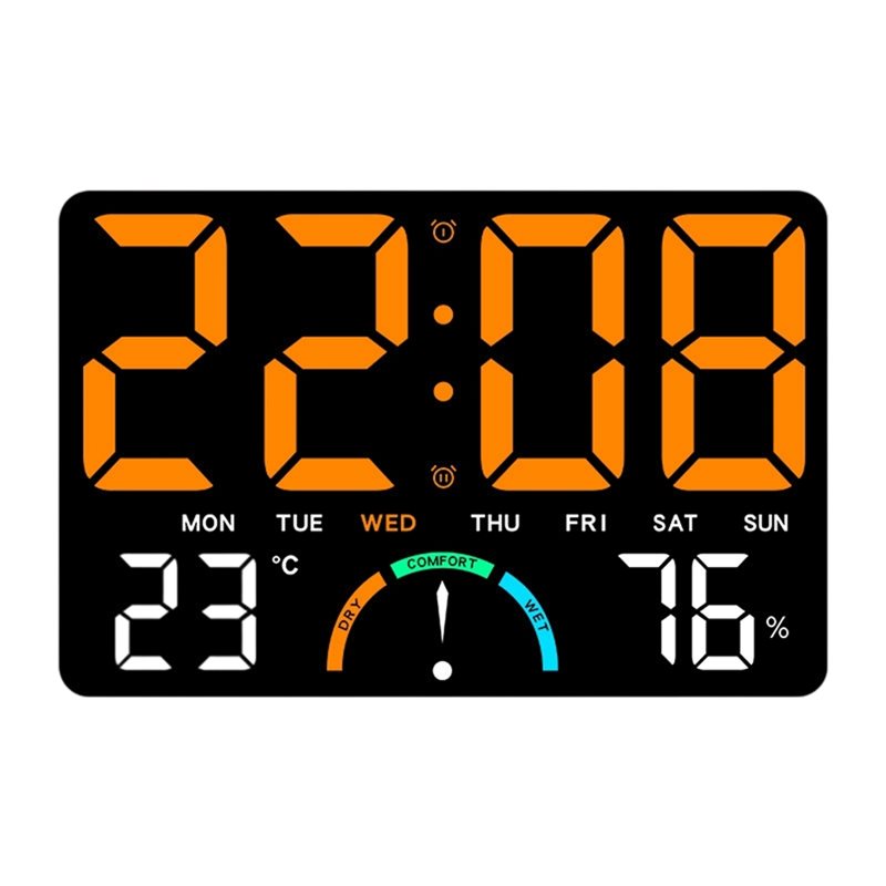 Digital Wall Clock Featuring Large LED Display for Bedroom, Classroom, Shows Date Temperature& Humidity,Modern Design