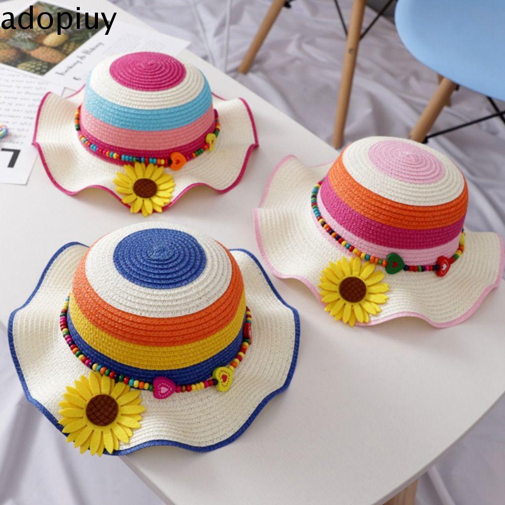 Soft Cute Travel UV Protection Breathable Summer Children Straw Hat Panama Hat Korean Style Girl Cap Sun Visor Hat. 