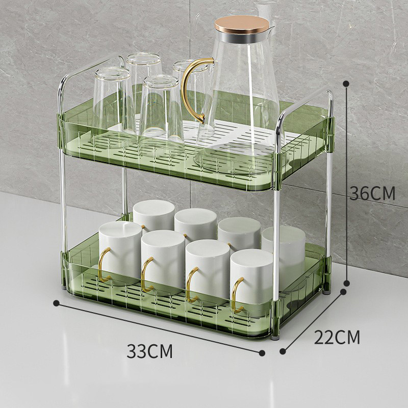 Office Clear Double Layer Cup, Teacup, Drain Rack, Bathroom Cosmetics Storage Rack, Plastic Storage, Drain Tray