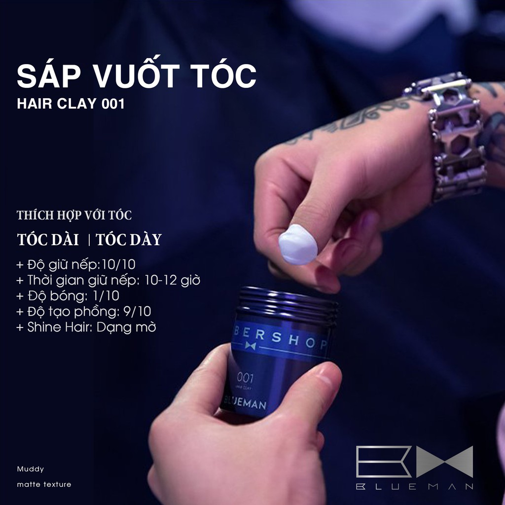 Sáp Vuốt Tóc Nam BLUEMAN 90g Giữ Nếp Chuẩn Salon