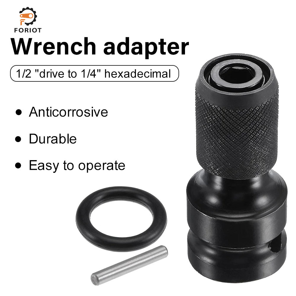Foriot Wrench Adapter Socket Ratchet Torque Wrench Adapter 1/2"Square To 1/4"Chuck Adapter For Impact Air And Electric Wrenches