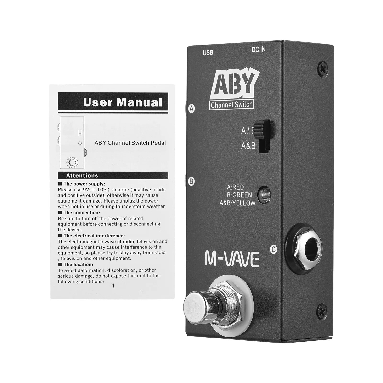 M-VAVE ABY Line Selector Mini Guitar Single Effect Pedal AB Switch True Bypass Bass Pedal Guitar String Instrument Accessories