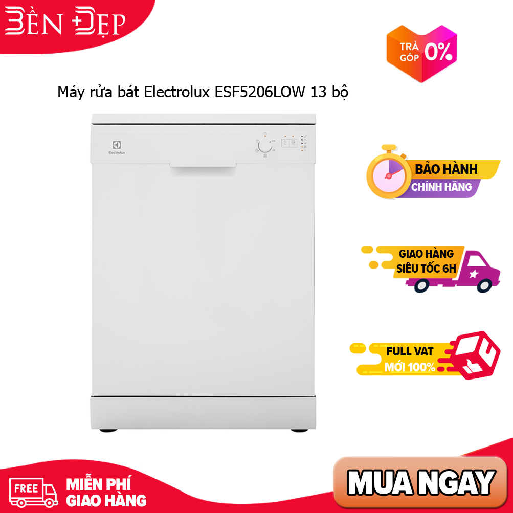 [TRẢ GÓP 0%] [Voucher Upto 1 TRIỆU]Máy rửa bát Electrolux ESF5206LOW 13 bộ (Giá áp dụng giao tại HN, HCM& các tỉnh liên hệ shop)