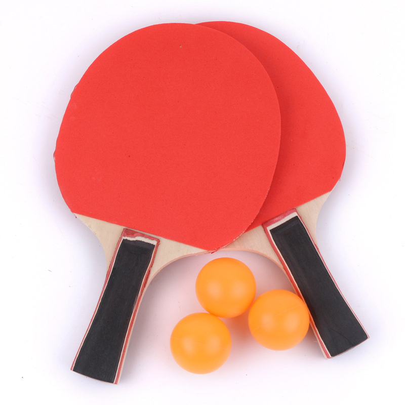 Table Tennis Racket Set Two Rackets Three Balls Double Sided Reverse Rubber Straight Racket Moyao. 