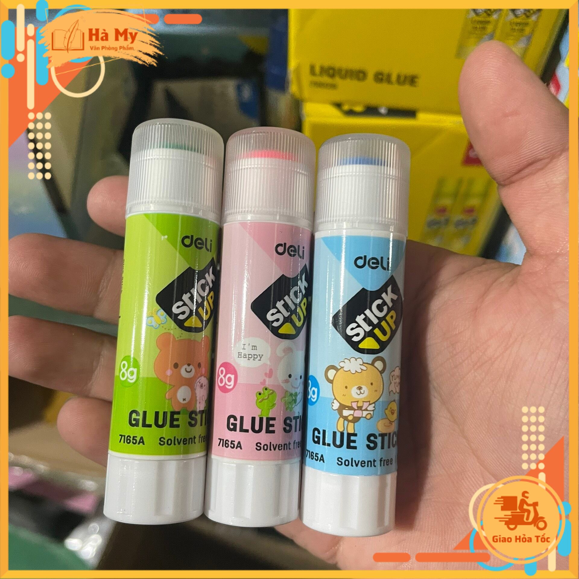Combo 5 Lọ Hồ khô Màu 8G Deli - 7165A Độ bám dính mạnh