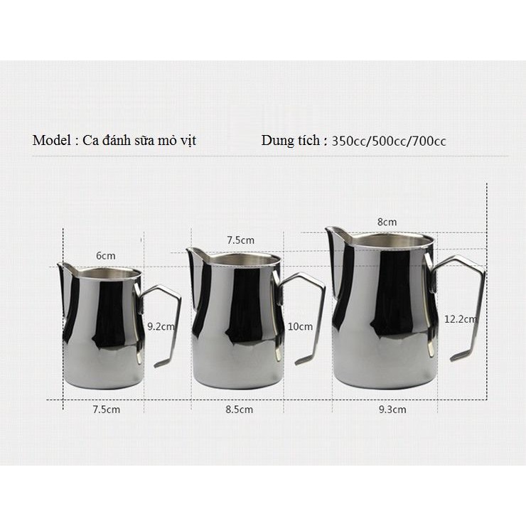 Ca đánh sữa mỏ vịt  inox 304 - Dụng cụ barista
