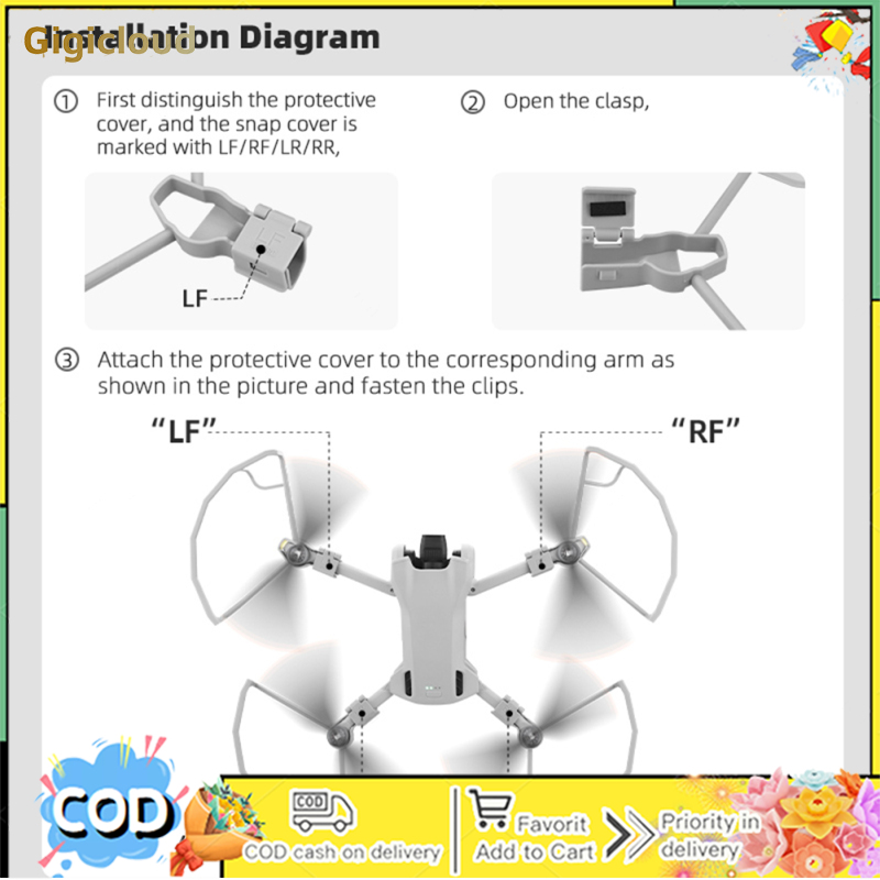 Propeller Guard Compatible For DJI Mini 3 / Mini 3 Pro Drone Anti-Collision Props Protector Blades Bumper Safety Accessories