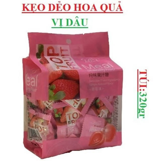 [ Dẻo ngon ] KẸO DẺO HOA QUẢ TOP FRUIT vị Dâu / Nho / Soài / MIx vị gói 320g