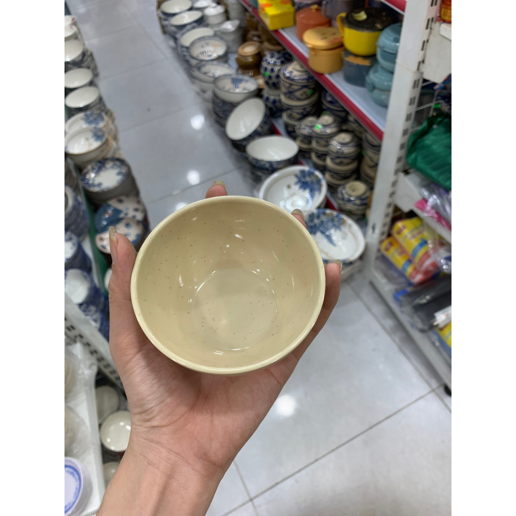Chén chè - chén mắm vàng kem nhựa melamine