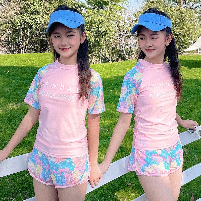 Đồ bơi cho bé gái hai mảnh thể thao 7-16 tuổi phong cách Hàn Quốc - NAZA BAG