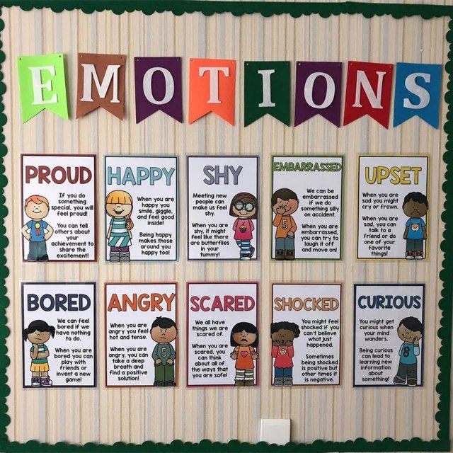 10Pcs/Set Emotions English Teaching Aids A4 Cards Classroom Wall Decoration Bilingual Kindergarten Educational Toys For Children grnh