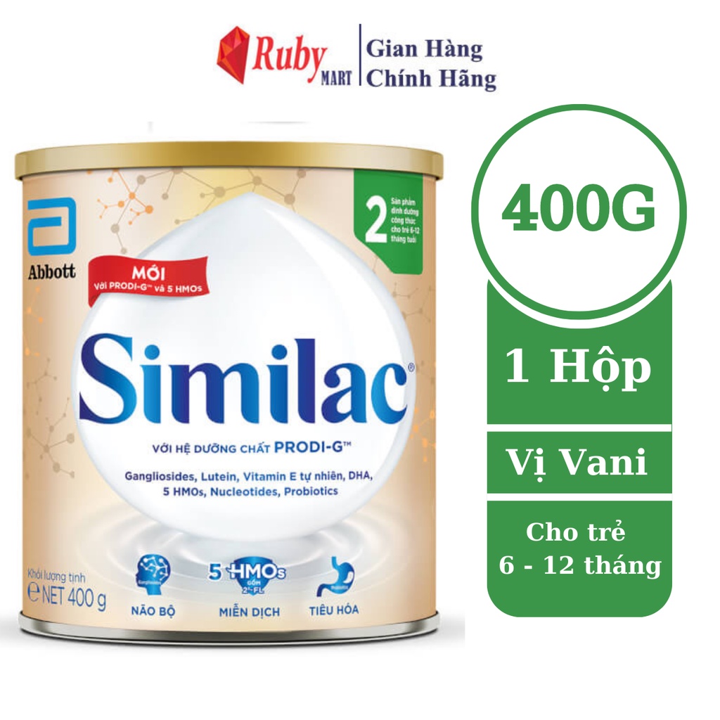 Sữa bột Similac 2 400g đột phá dinh dưỡng 5G cho trẻ từ 6-12 tháng tuổi miễn dịch khỏe nhanh trí tựa "5G"