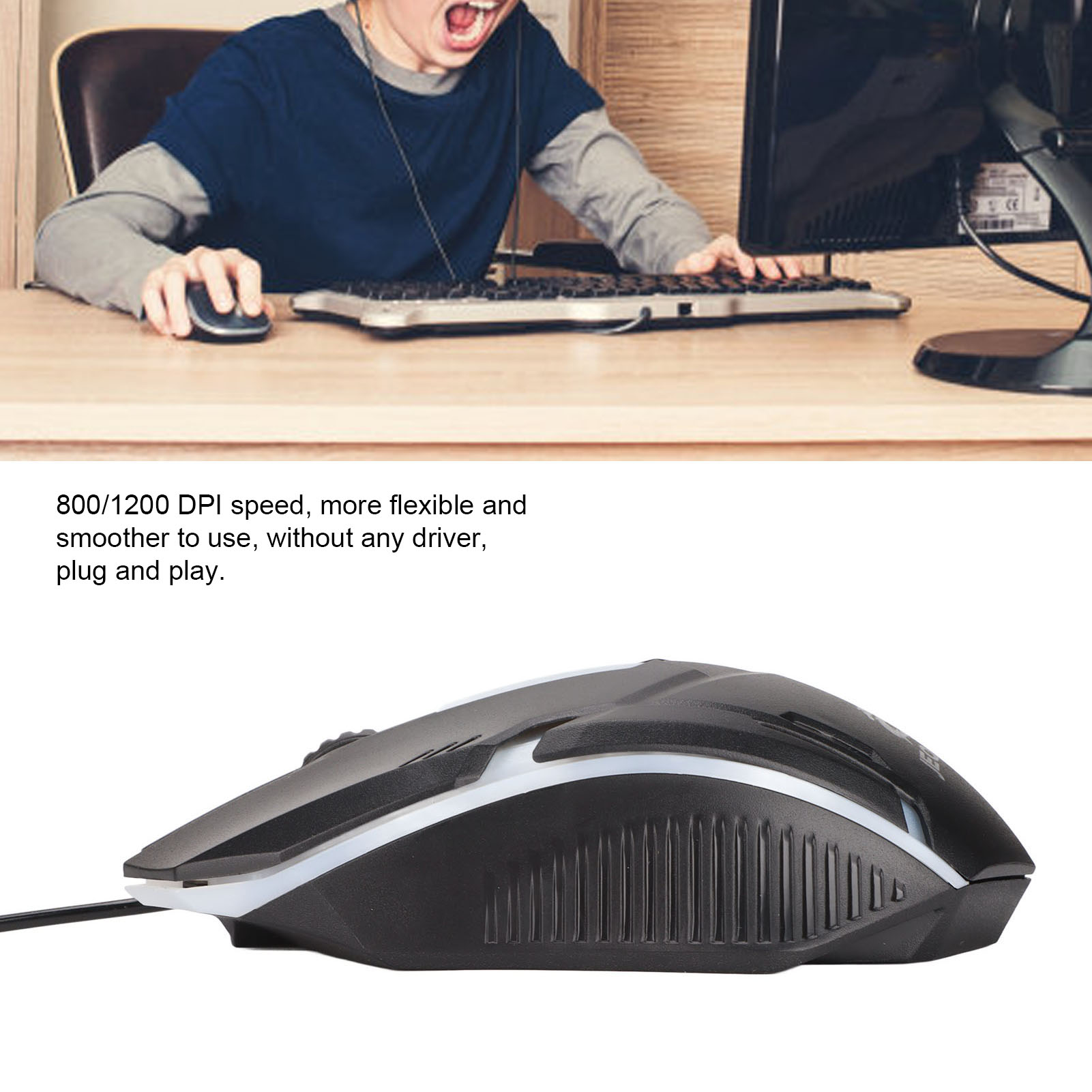 RGB Gaming Mouse 1600 DPI Sensitive USB Gaming Mouse Wired for Desktop