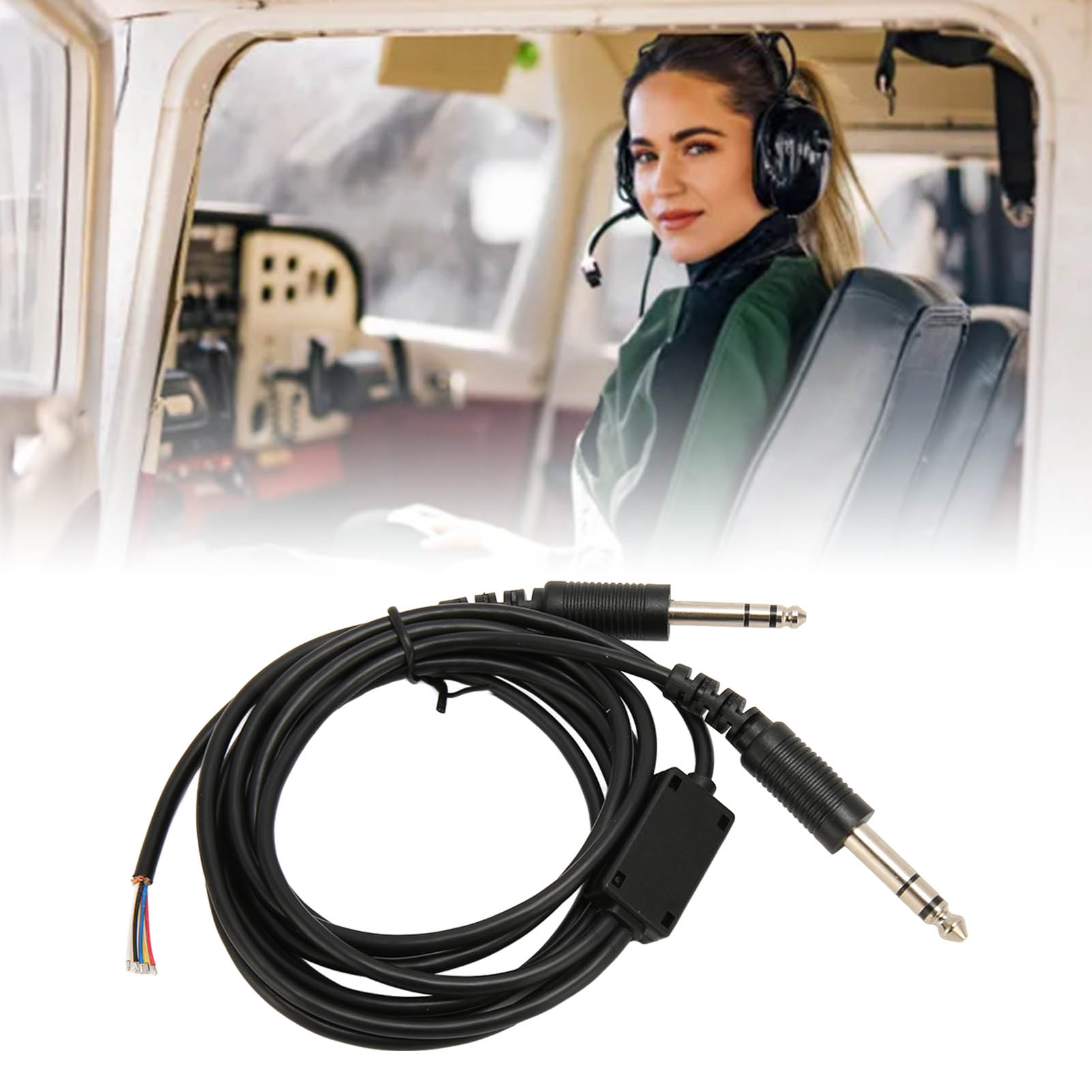 Aviation Headset Cable Replacement Premium PVC Dual GA Plug Pilot Headphone DIY Cable 6.6ft