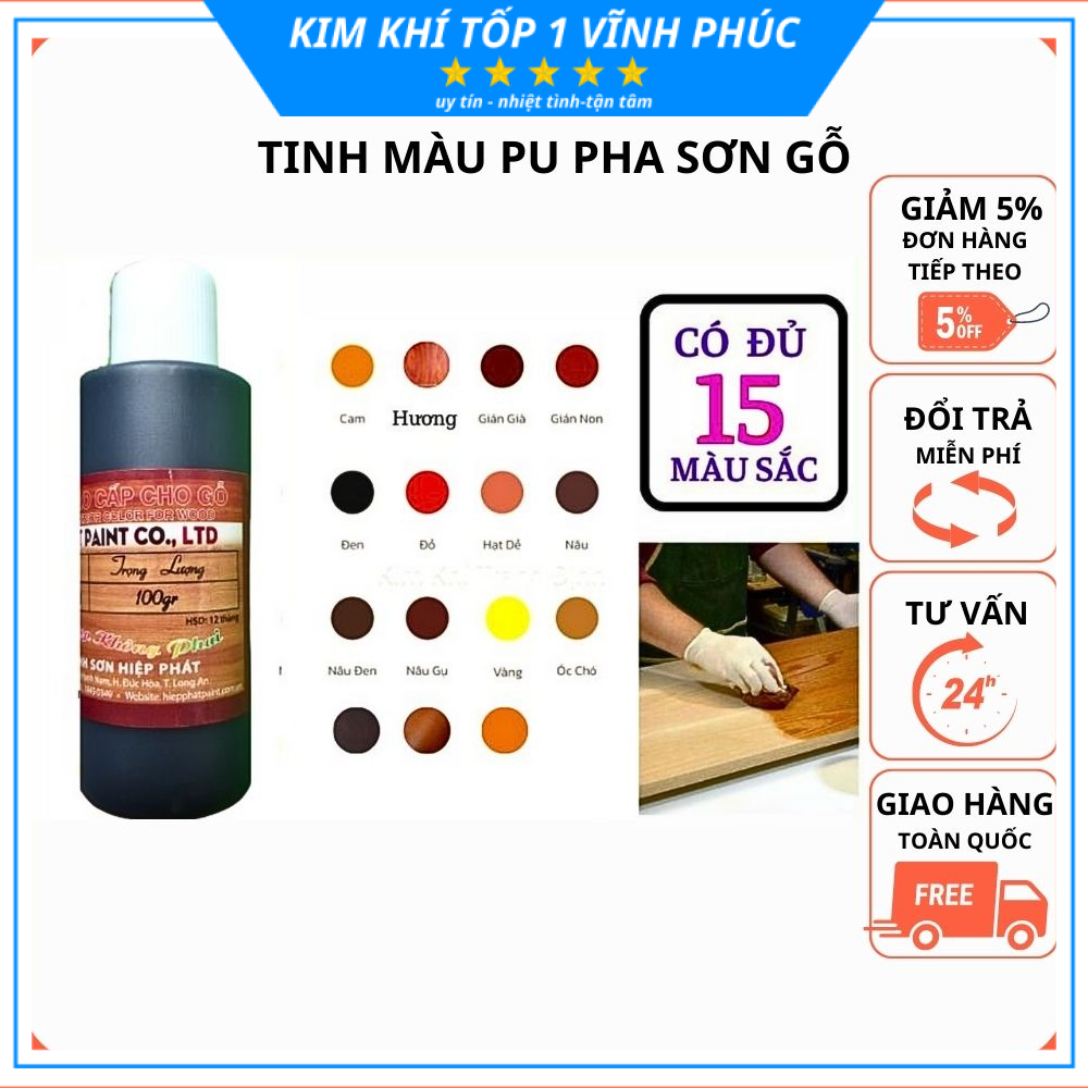 Tinh màu PU sơn gỗ hiệp phát (2 lọ)