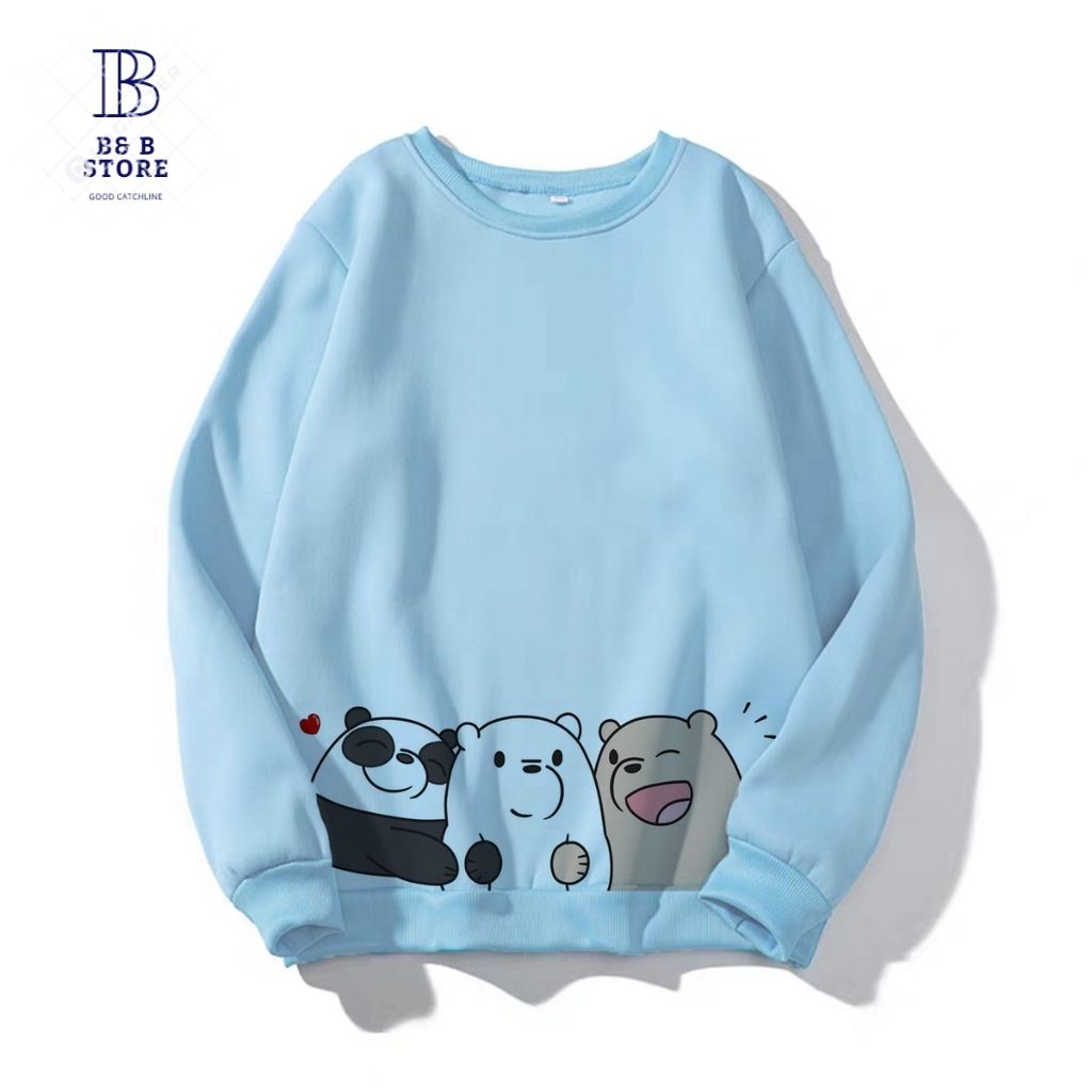 Áo sweater in ba con gấu ôm nhau cực đẹp