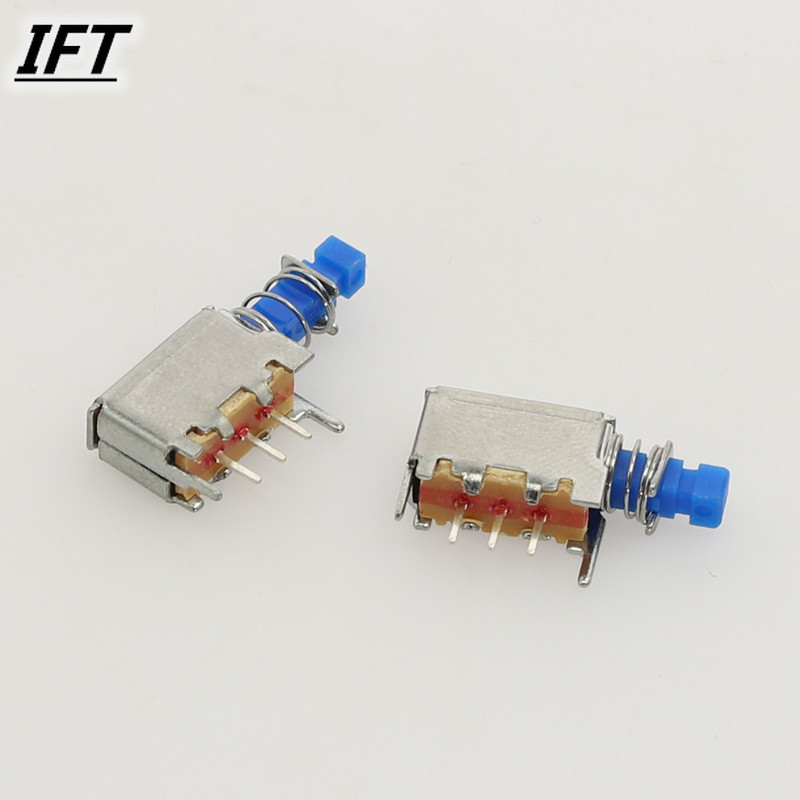 10pcs Free Shopping A05 3pin Tv Power Switch With Spring Self-Locking Blue Dc 12v 50ma Unidirection Push-Button Switch. 