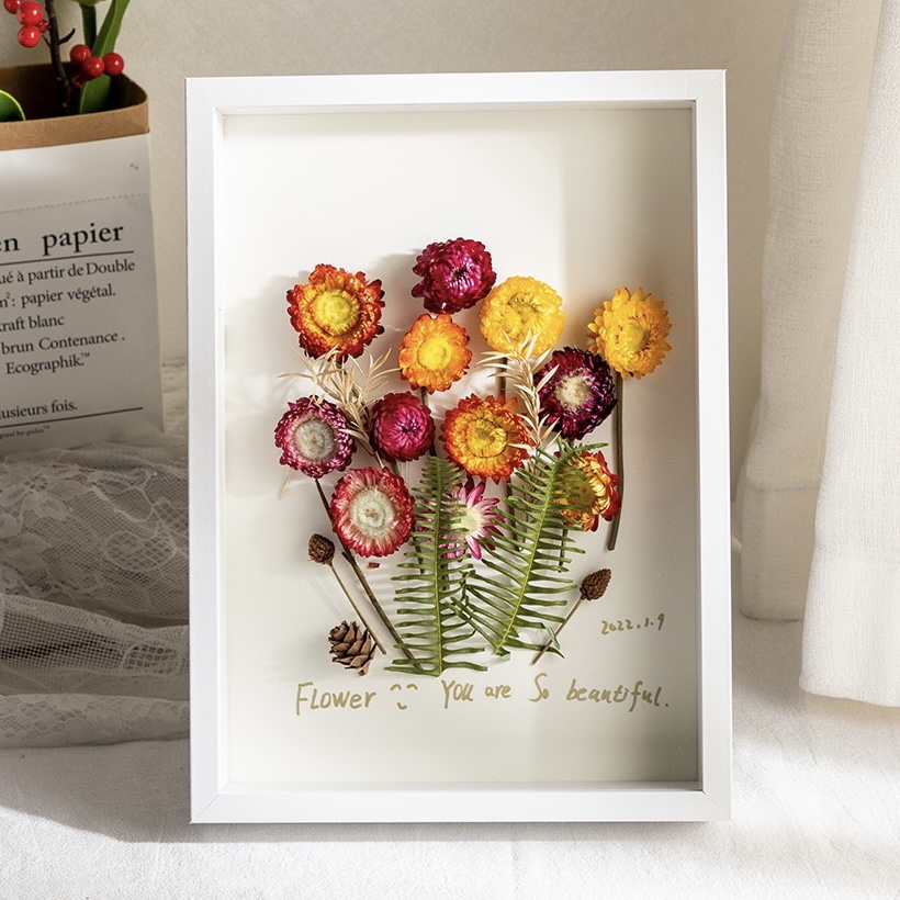 (Ship from local)3D Simple hollow 3cm Wooden Glass photo Frame Shadow