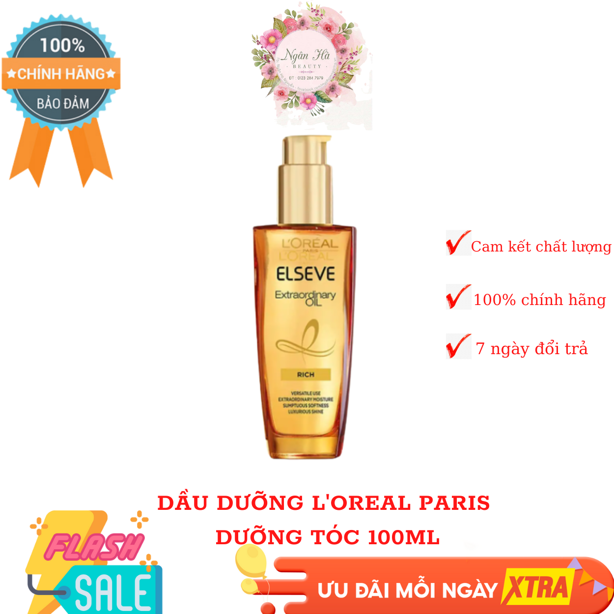 Dầu dưỡng tóc l'oreal paris dưỡng tóc suôn mượt bồng bềnh 100ml