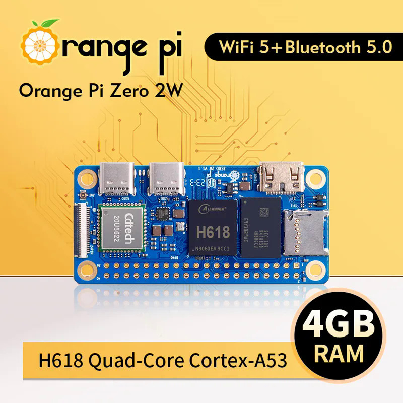 Cam pi zero 2 w 4gb ram ddr4 mini pc allwinner h618 orange pi zero 2 w wifi bluetooth ble sbc máy tính bảng zero2w