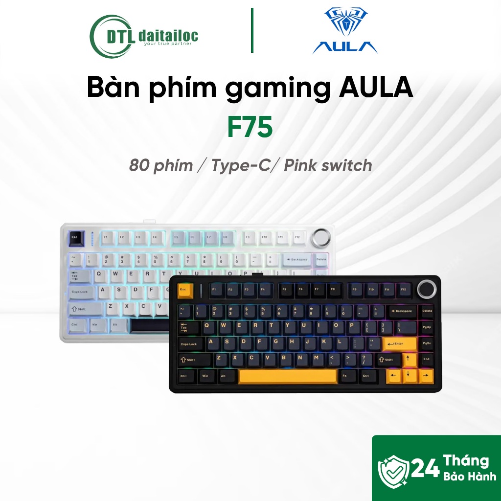 Bàn Phím Cơ Có Dây Gaming AULA F75 - F7528 / F7529 Pink switch Led Chính hãng | Bảo Hành 24 Tháng