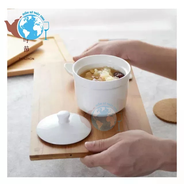 Thố sứ trắng 5 INCH / Tô đựng soup thể tích 550ml / bát sứ trắng có nắp đậy / thố cơm