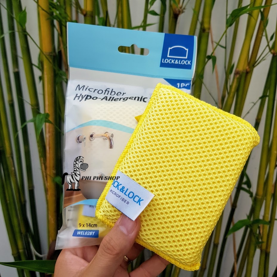 [HCM] Miếng rửa chén Lock&Lock Microfiber chùi rửa đa năng WEL028 WEL029
