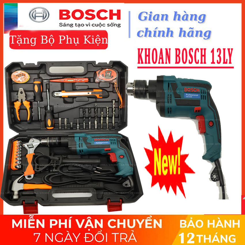 Bộ máy khoan điện - vali máy khoan bossch đa năng 30 chi tiết bộ máy khoan bosh cao cấp tặng kèm bộ dụng cụ 30 chi tiết máy khoan bê tông tường gỗ bắt vít sắt thép
