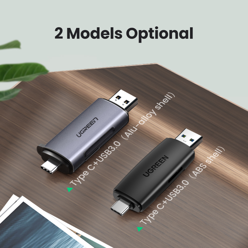 UGREEN Card Reader TF SD CF Memory Card USB 3.0 Type C 2 in 1 Portable Reader For Computer/ Laptop/Mobile Phone OTG Smart Memory SD Model:50706