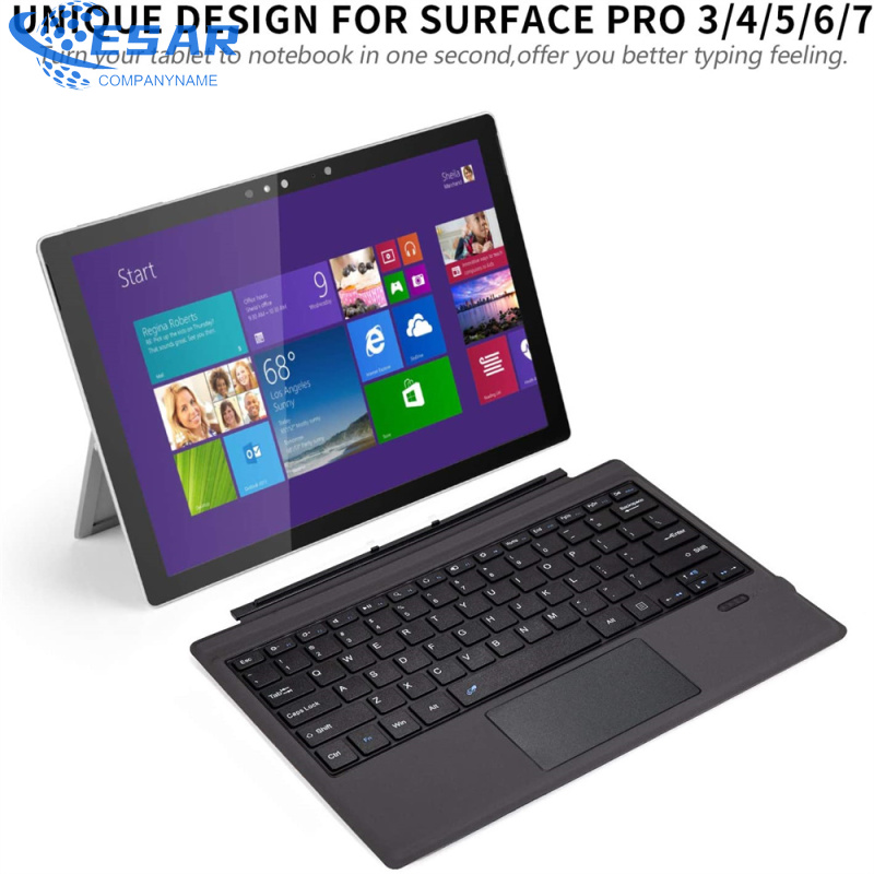 Ft-1089d Wireless Bluetooth-compatible Keyboard With Touchpad Backlit Compatible For Microsoft Surface Pro 3 4 5 6 7