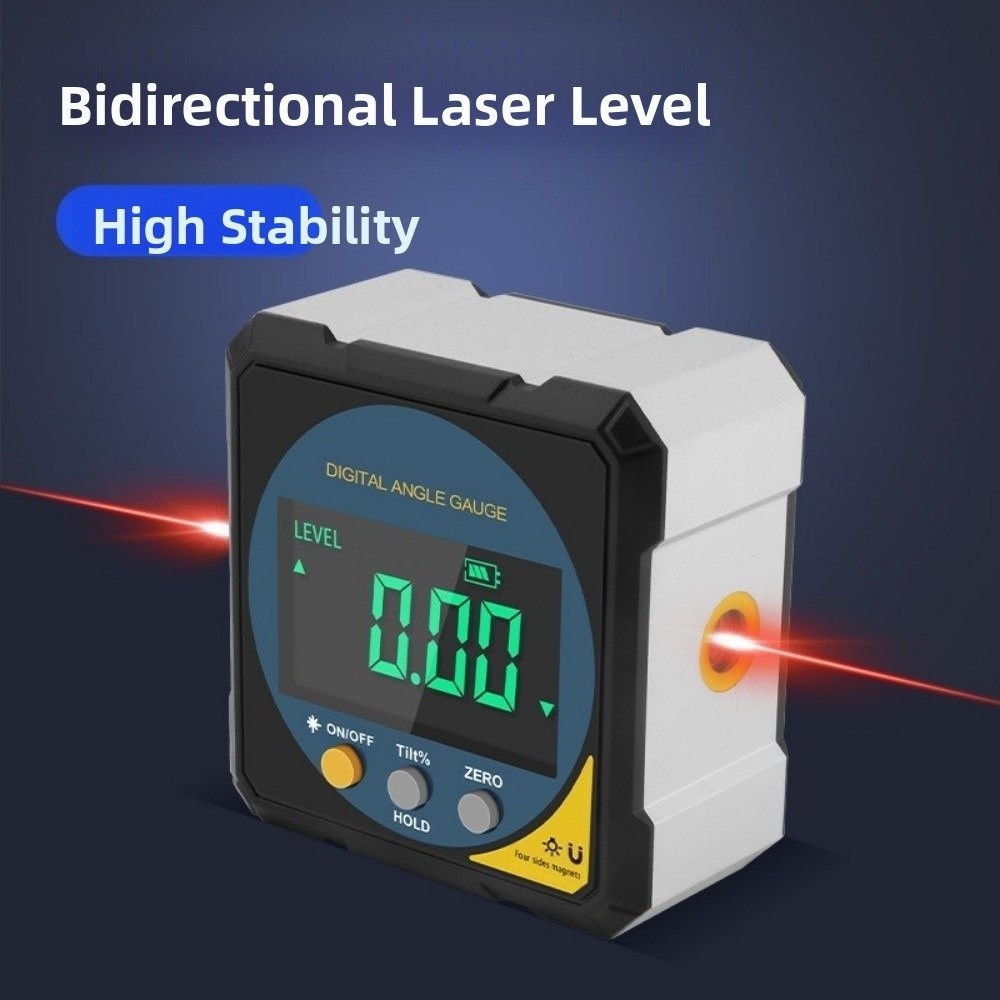 Portable Rechargeable Laser Angle Ruler Magnet Tilt Dual Laser Digital ...