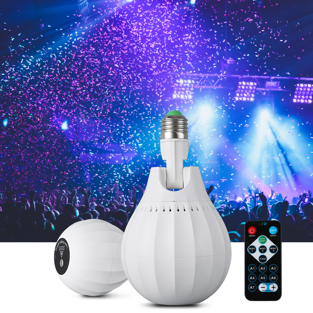 ZIR Mall Disco Lights Stage Lights E27 Lamp Head DJ Disco Lighting Christmas Projection Light Dreamy Rotating Voice Controlled Flash Stage