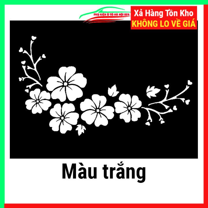 Miếng dán trang trí ô tô hoa đào mùa xuân màu đen/trắng