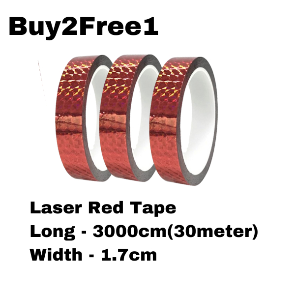 Laser Tape 30m 17mm Shiny Wrapping Laser Tape Hologram Red and Gold Jar ...