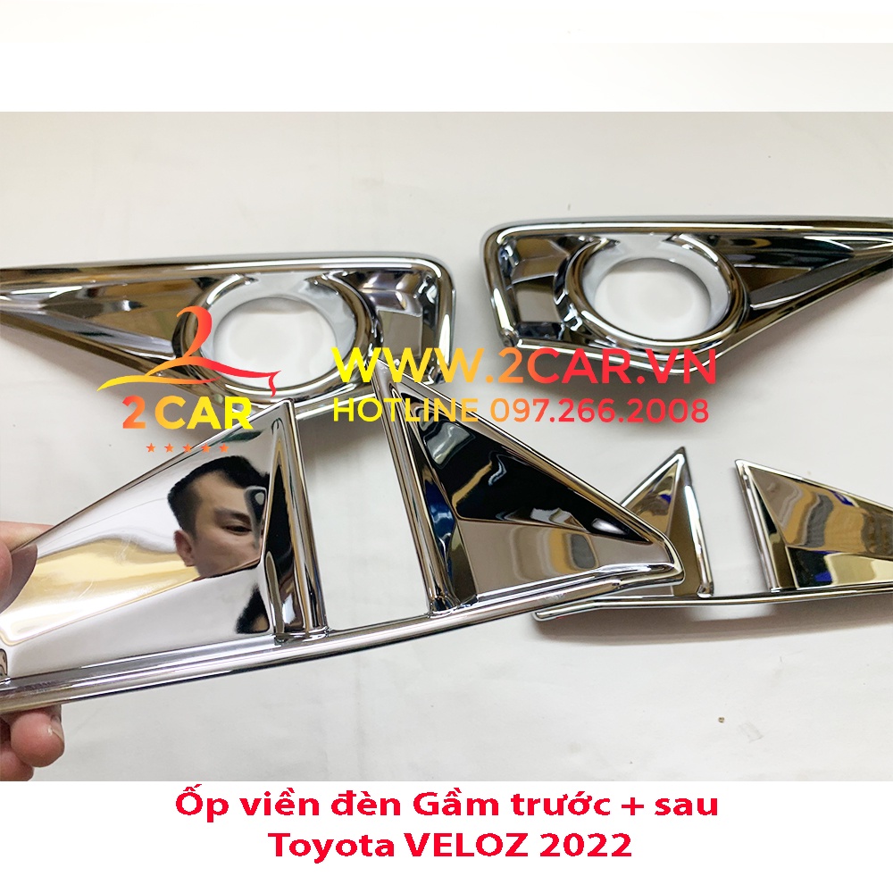 Ốp viền đèn gầm trước, sau xe toyota veloz 2022, 2023 nhựa abs mạ crom cao cấp