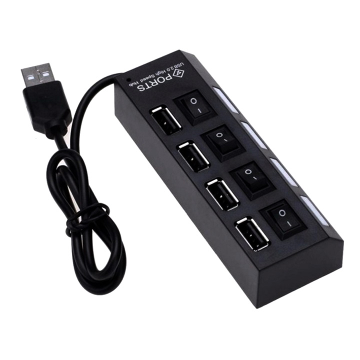 Hub chia cổng USB thành 4 cổng có công tắc