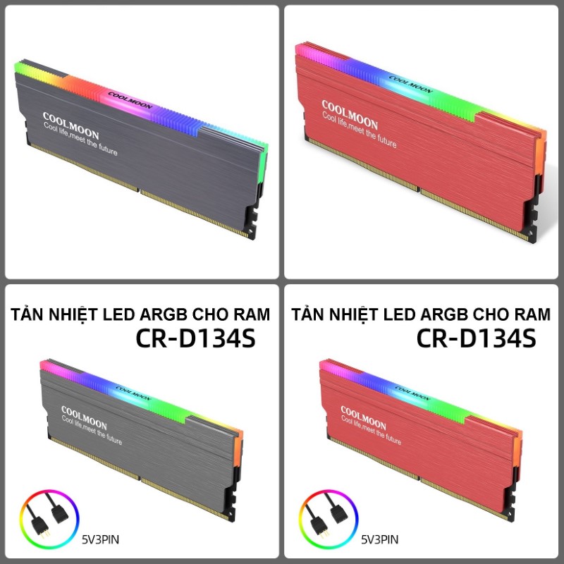 [HCM]Tản Nhiệt  Led ARGB cho RAM máy tính - Coolmoon CR-D134S