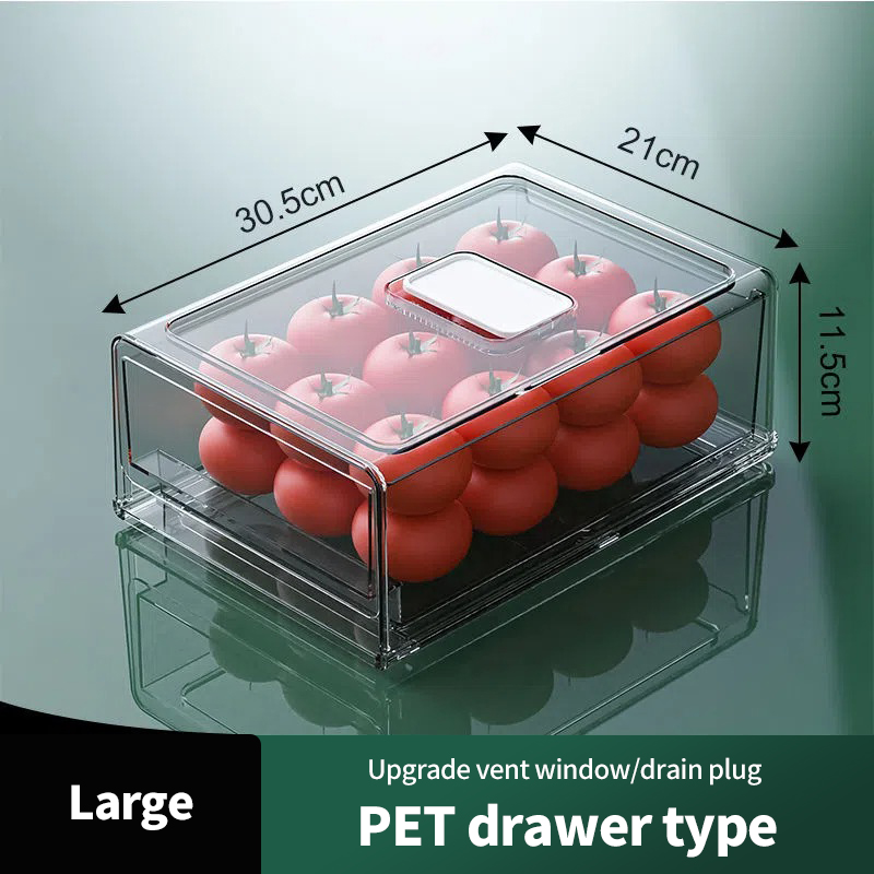 (HOME+) Refrigerator Save Space BoxOrganize Fridge storage drawer /Food ...