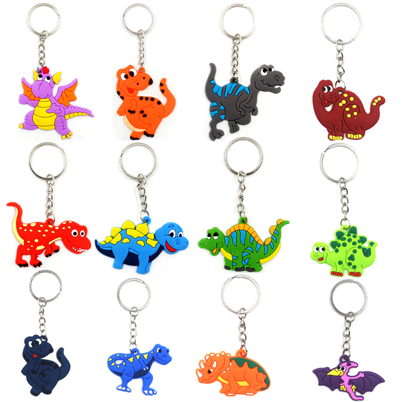 Dinosaur Party PVC Keychain Dinosaur Birthday Party Supplies Kids Dino Theme Decorations Cartoon Animal Keychain for Dinosaur Birthday Party Favors