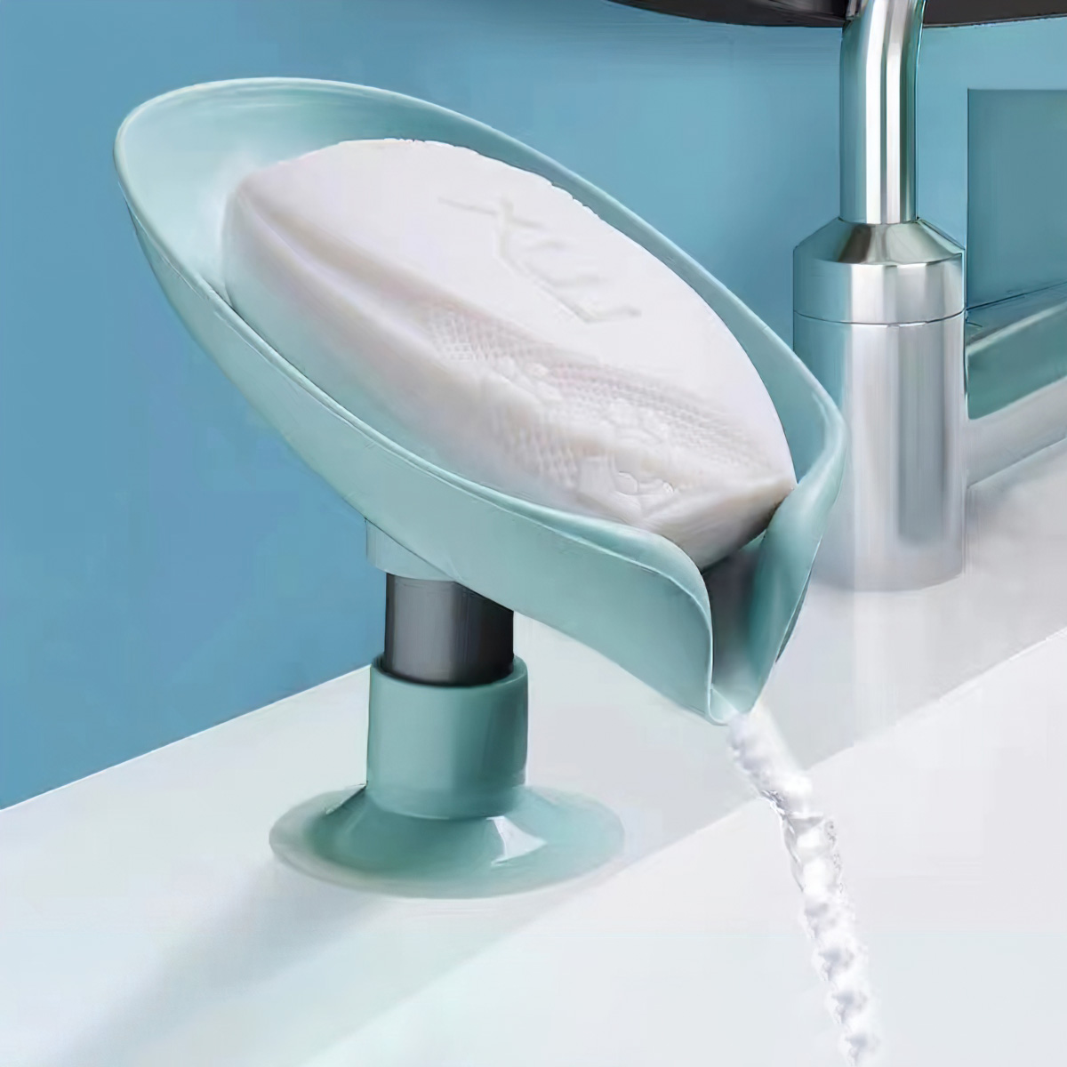 Sen-hause leaf shape soap dish organizer with draining ball bathroom plastic soap dish rack