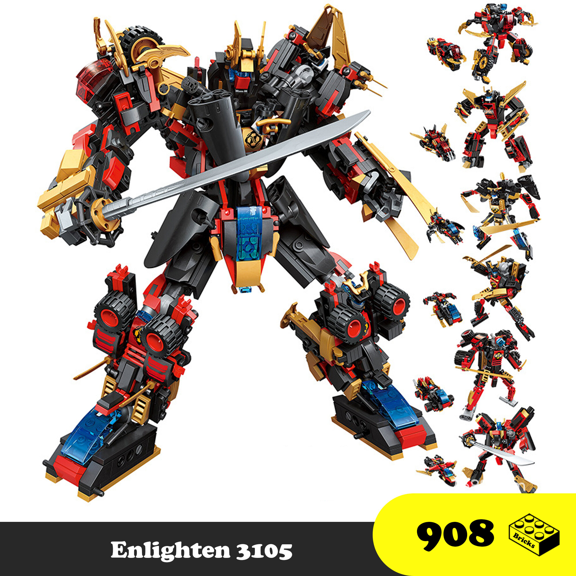 Đồ chơi Lắp Ráp Robot Samurai biến hình bộ 6 hộp Enlighten 3015 Robot Transformer Xếp hình thông minh Mô hình trí tuệ