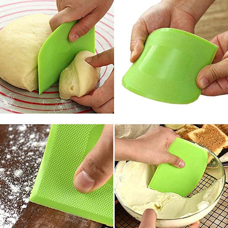 2 Pieces Dough Scraper Bowl Scraper Food-Safe Plastic Dough Cutter Flexible Plastic Scraper Practical Bench Scraper