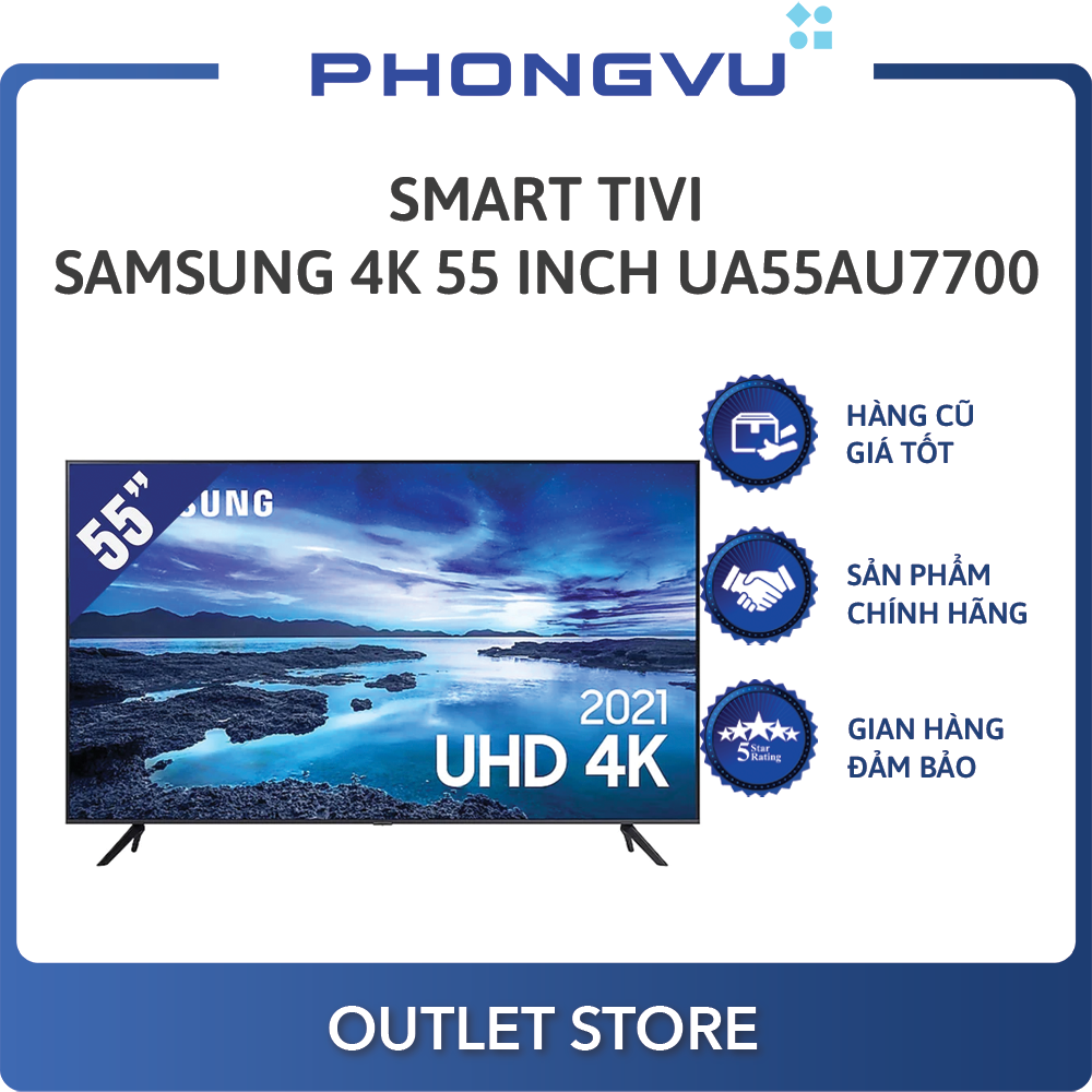 Smart Tivi Samsung 4K UHD 55 Inch UA55AU7700KXXV – TV cũ