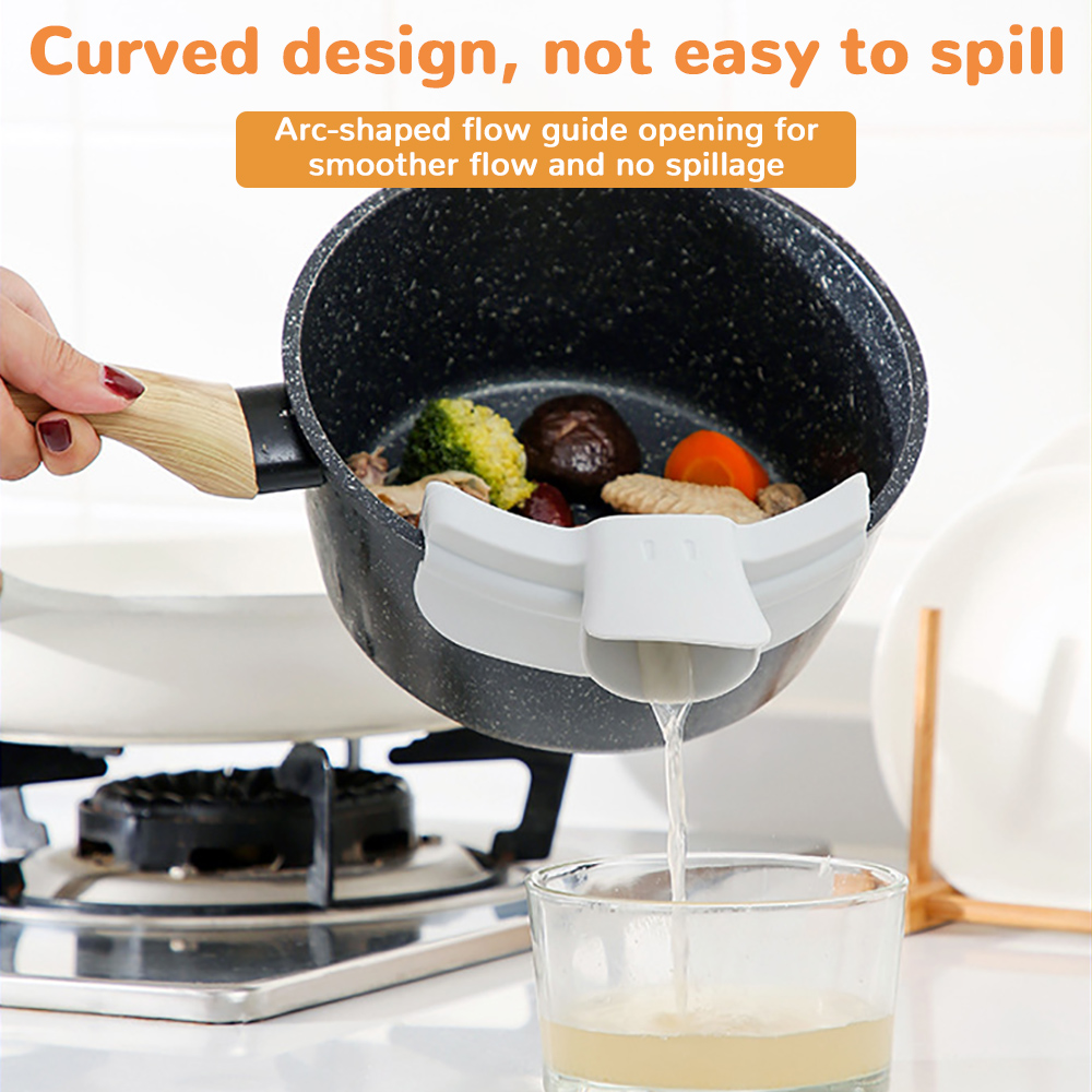Silicone Pot Side Drainage Guide Nozzle Anti-Spill Cute Duckbill Shape Kitchen Soup Pouring Funnel Clip Spaghetti Funnel Filter.
