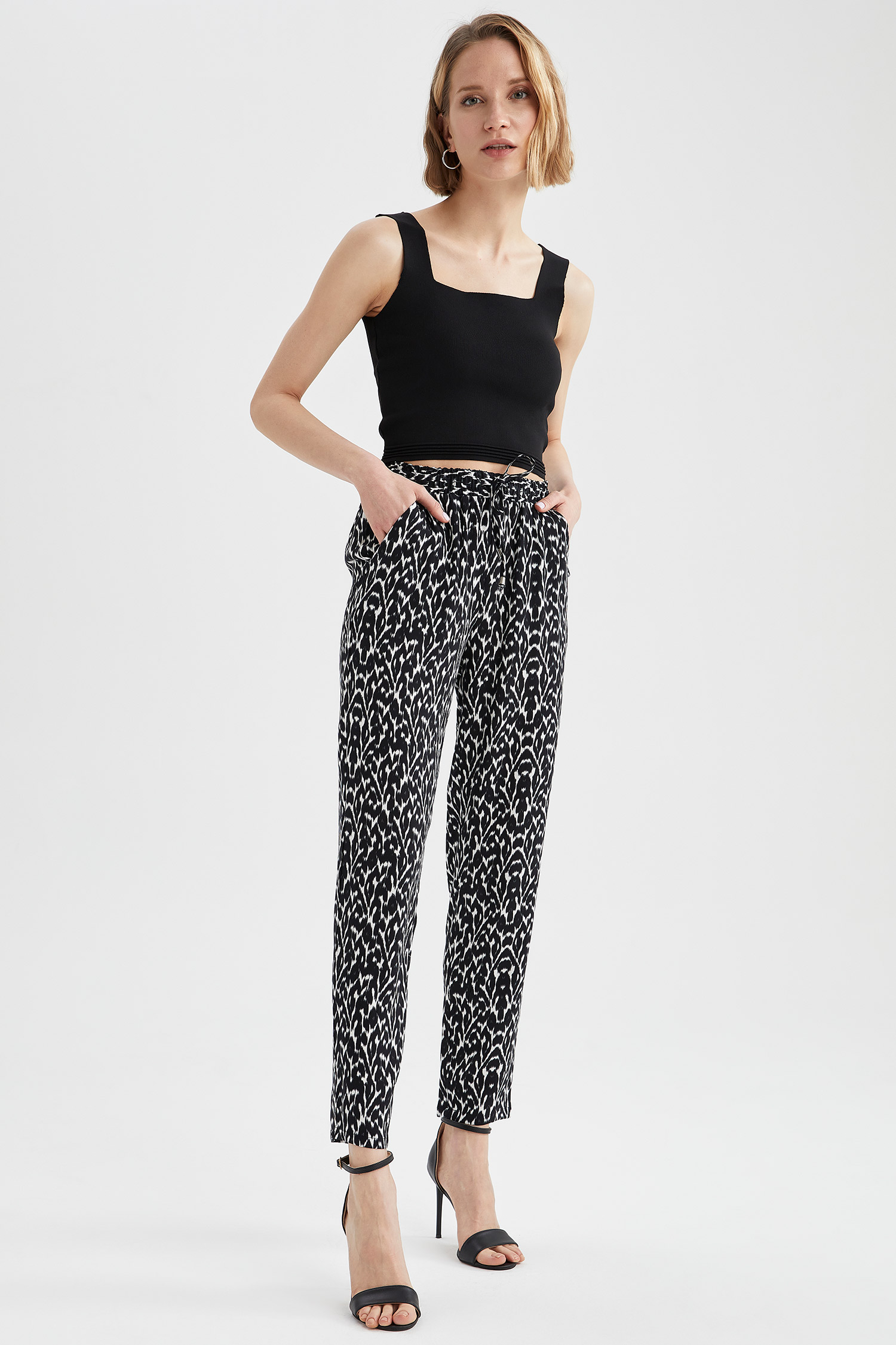 Defacto - High Waist Viscose Trousers 
