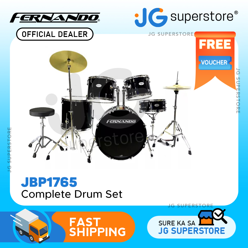Fernando 5Piece Complete Drum Kit with Cymbals Stands and Accessories